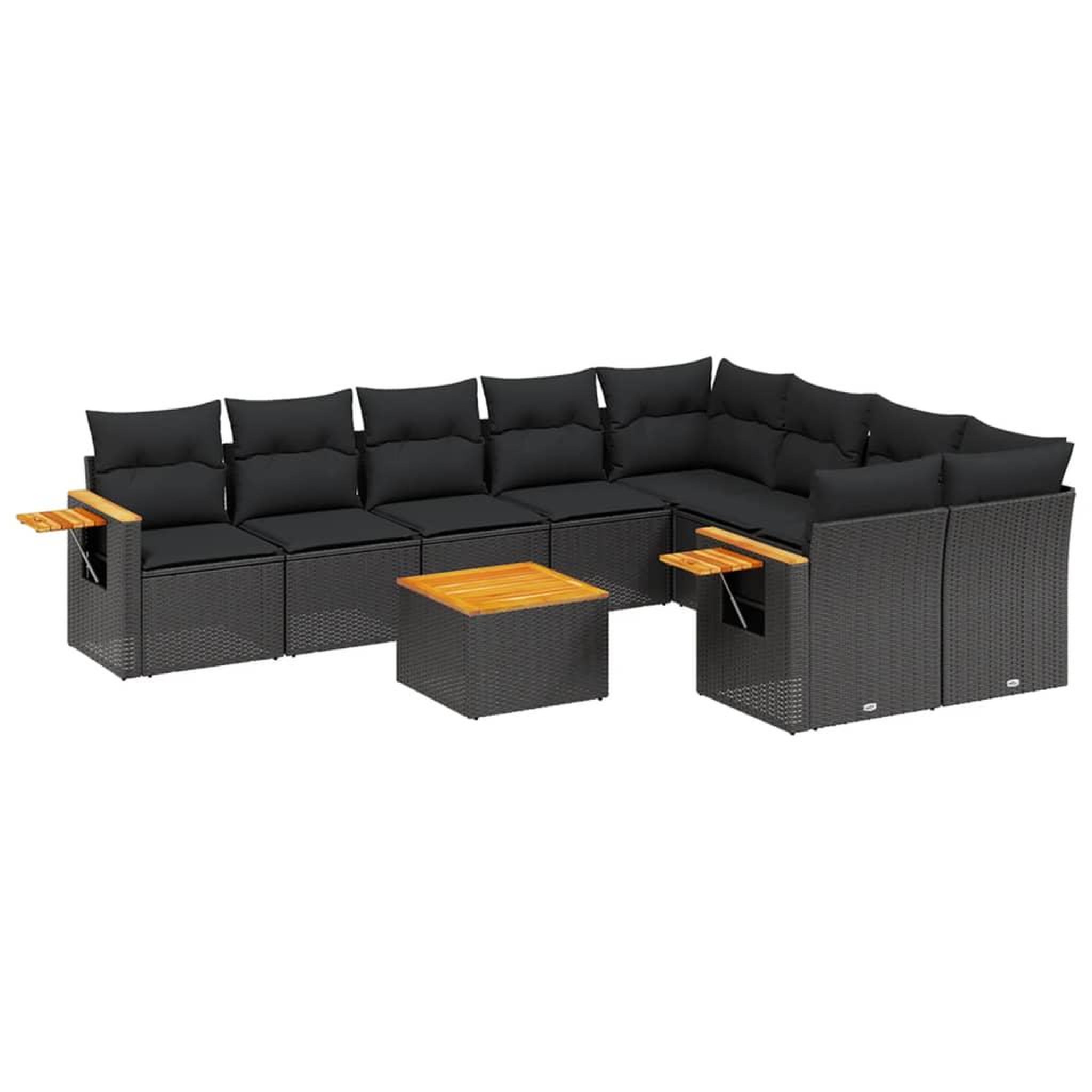 Voir la diapositive 2 : VIDAXL Salon de jardin 10 pcs avec coussins noir resine tressee