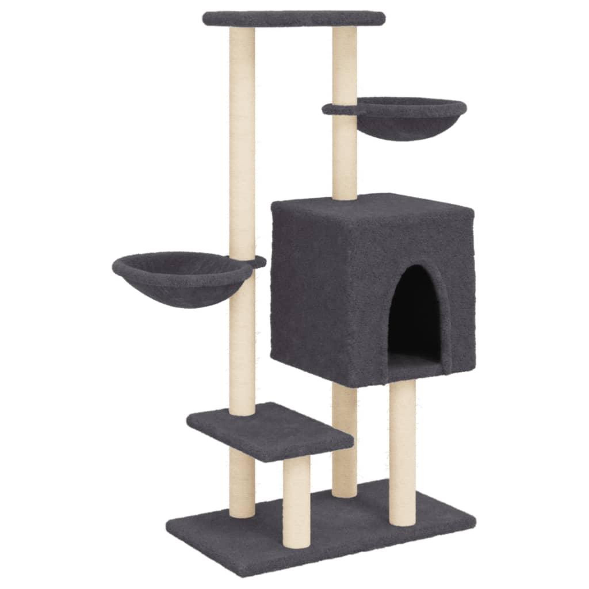 Voir la diapositive 2 : VIDAXL Arbre a chat avec griffoirs en sisal gris fonce 117 cm