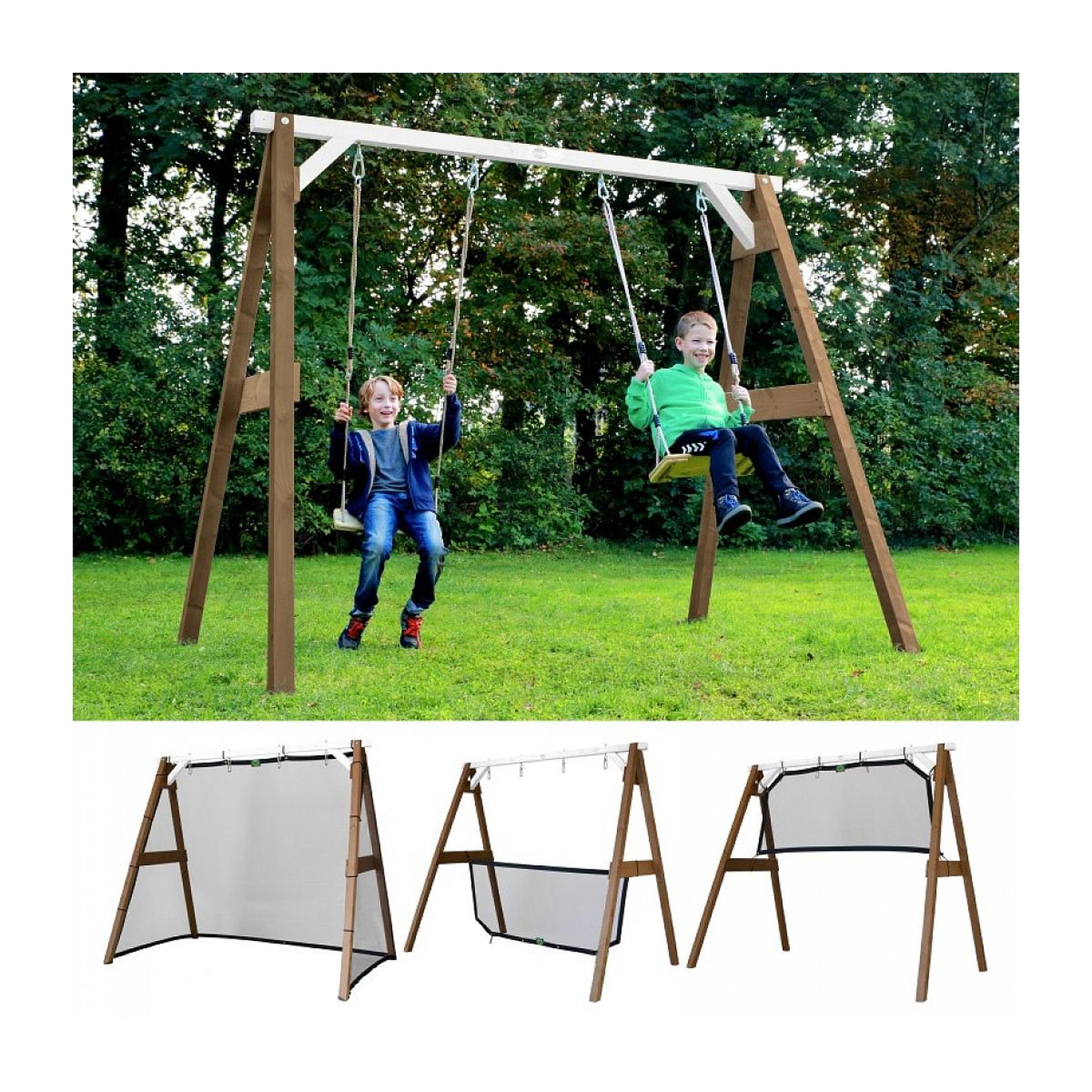 Voir la diapositive 2 : Axi House AXI Portique 4 en 1 Sports Fun Marron Blanc 160x254x207cm