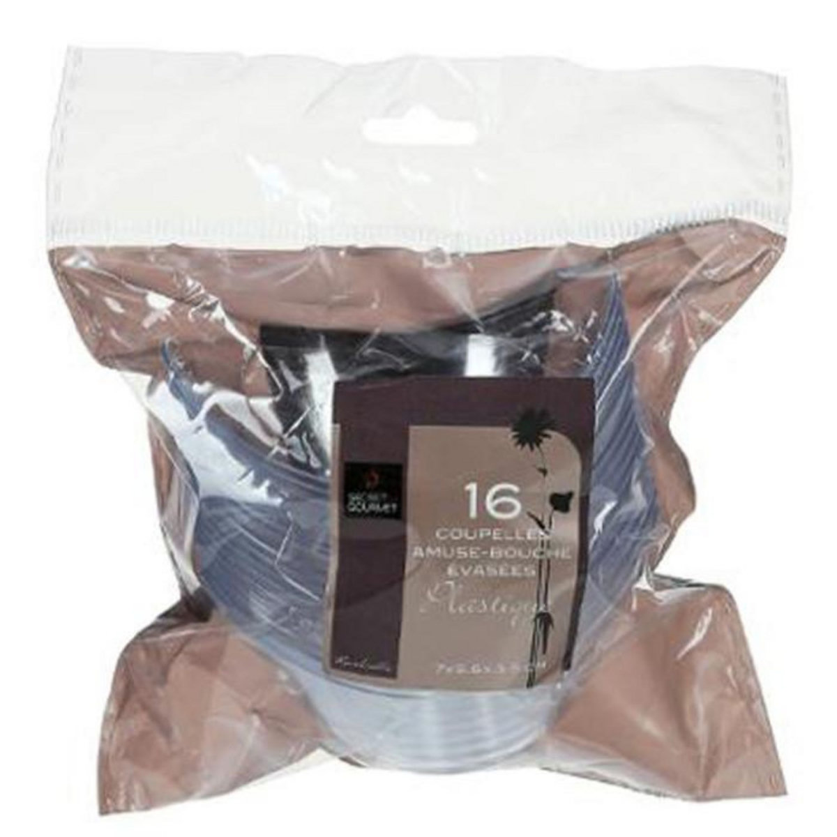 FIVE Lot de 16 Verrines Plastique Réutilisable  Evasé  7cl Transparent