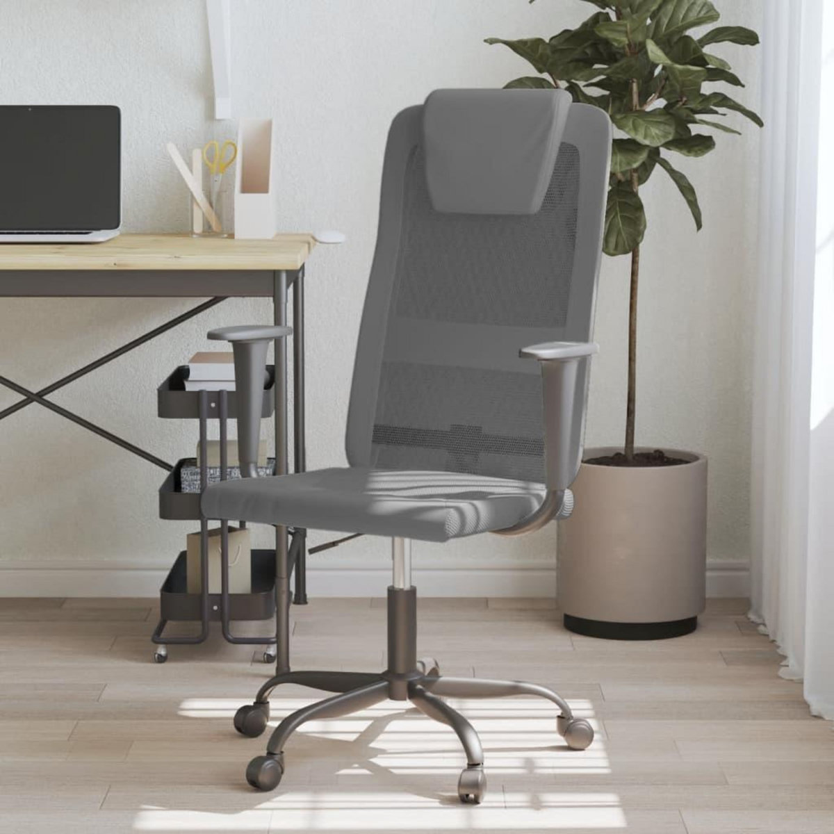 VIDAXL Chaise de bureau reglable en hauteur gris