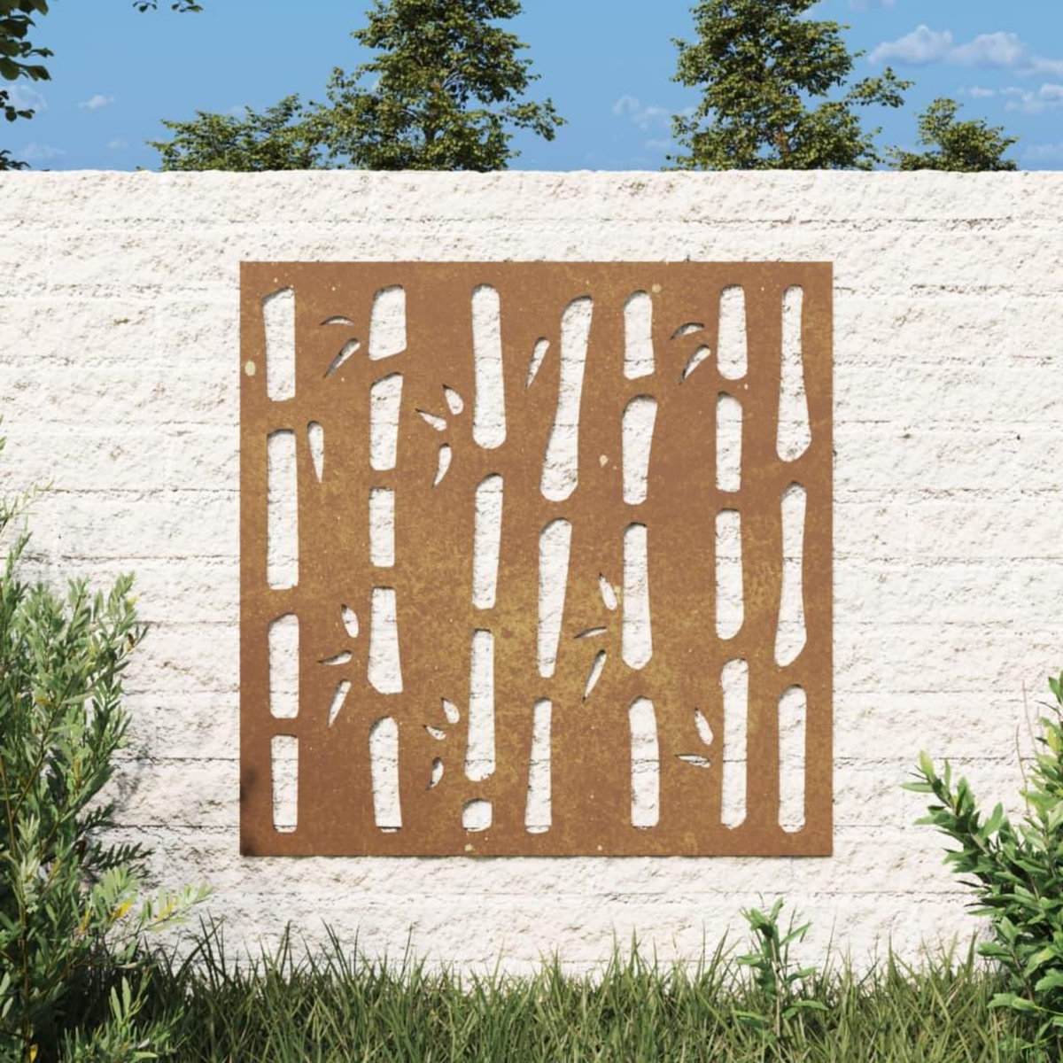 VIDAXL Decoration murale jardin 55x55 cm acier corten design bambou