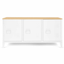 Voir la diapositive 3 : ID MARKET Buffet bas 113 cm ESTER 3 portes métal blanc plateau bois design industriel