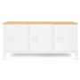 Voir la diapositive 3 : ID MARKET Buffet bas 113 cm ESTER 3 portes métal blanc plateau bois design industriel