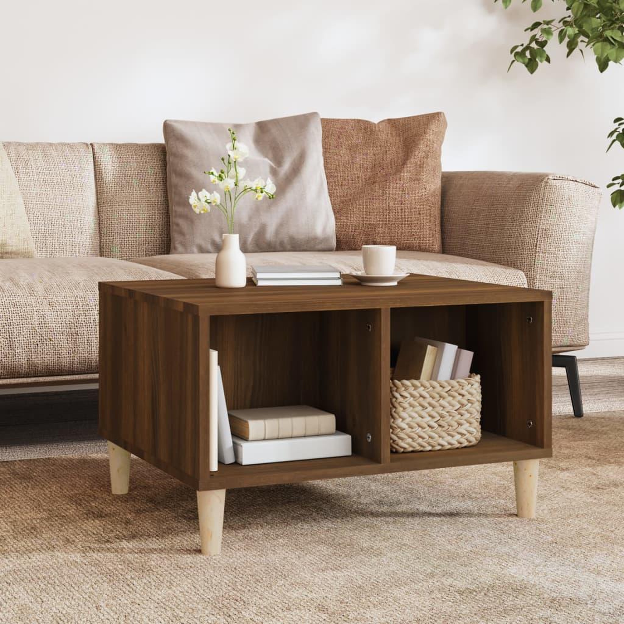 Voir la diapositive 1 : VIDAXL Table basse Chene marron 60x50x36,5 cm Bois d'ingenierie