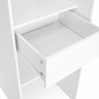 Voir la diapositive 5 : ID MARKET Dressing extensible MARTY 120/170 x 50 x 180 cm blanc avec étagères + double penderie + rideau gris