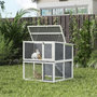 Voir la diapositive 6 : PAWHUT Clapier lapin extérieur 2 étages toit double ouverture bois gris