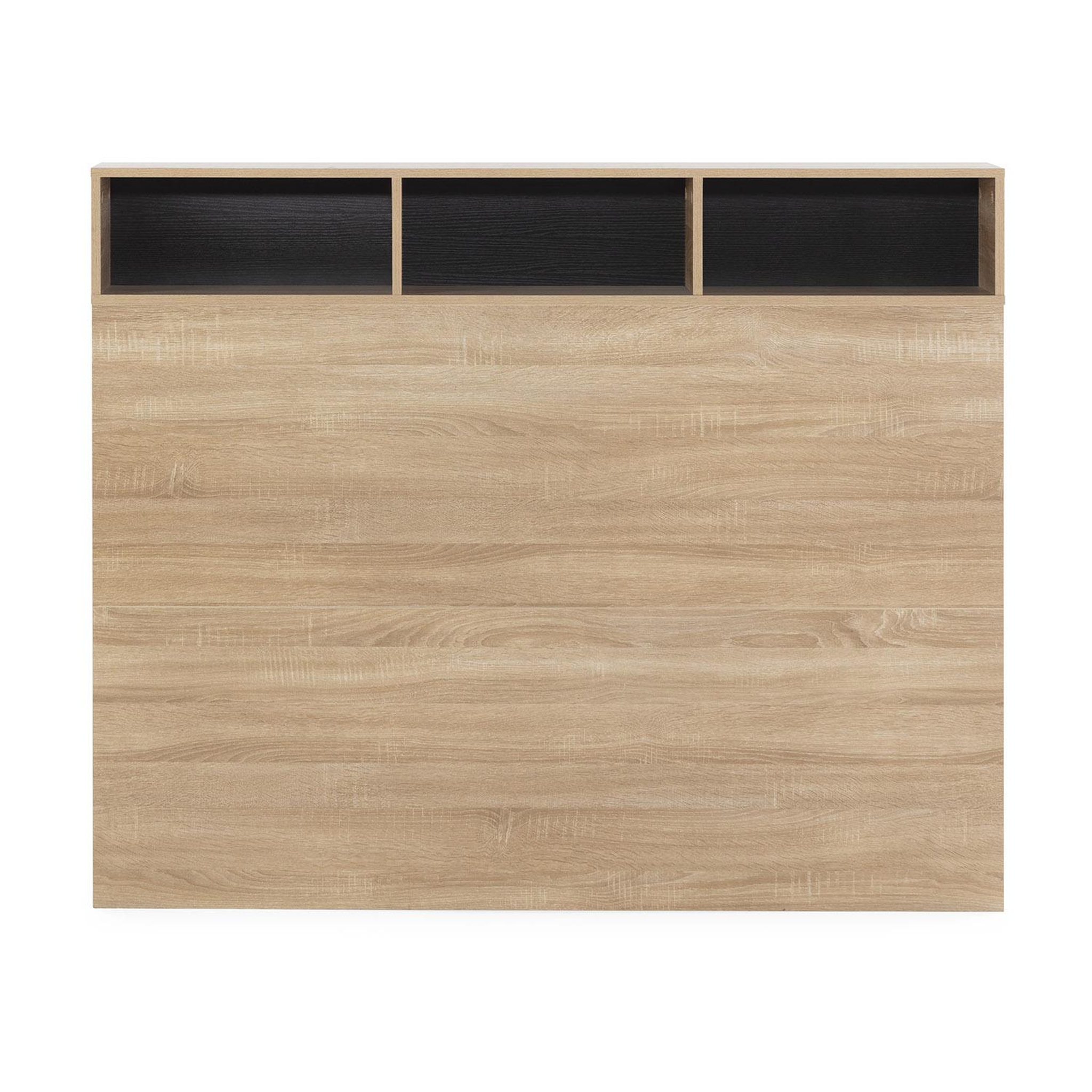 Voir la diapositive 4 : VS VENTA-STOCK Tête de lit Zeus 165 cm avec rangements chêne, 2 portes 9 trous