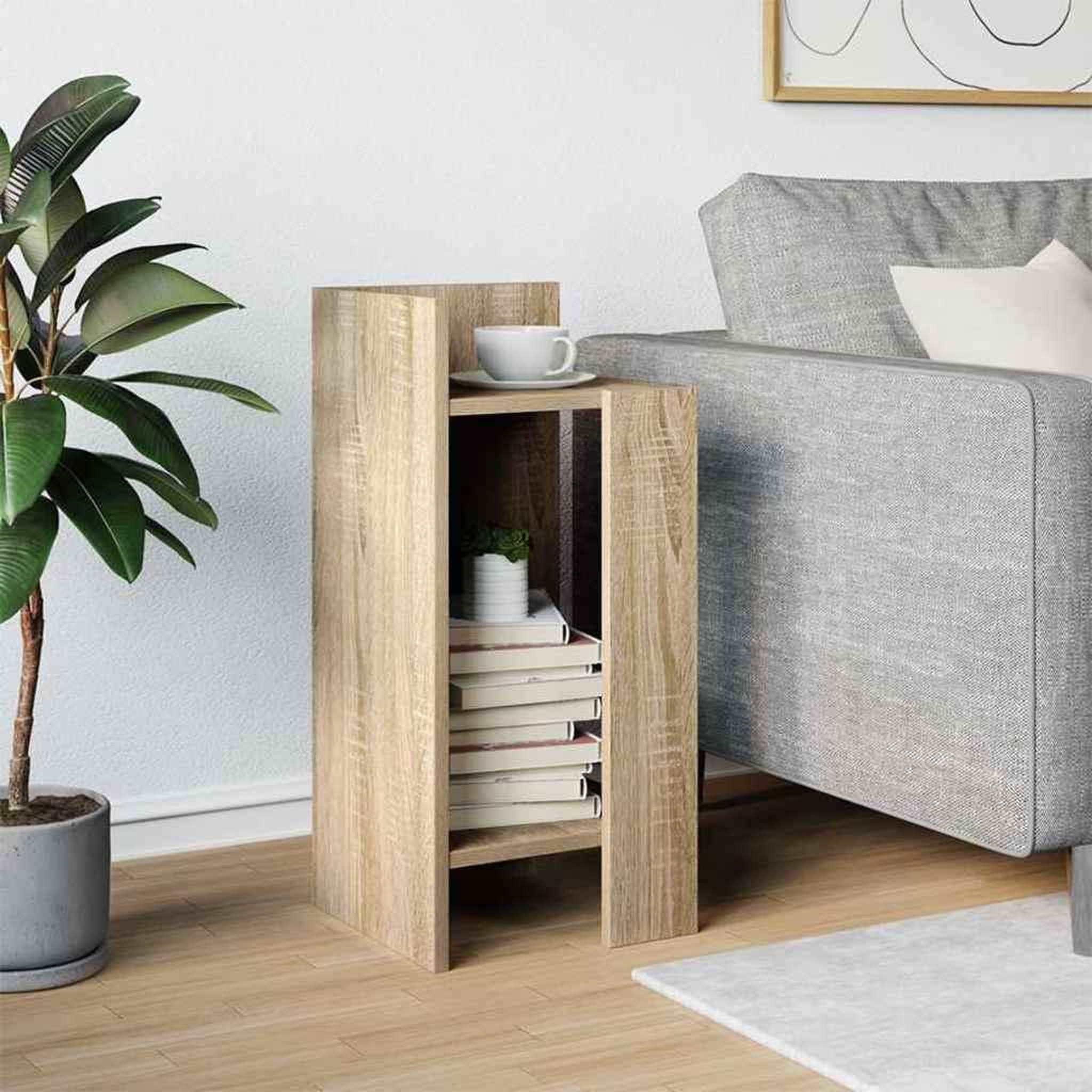 Voir la diapositive 3 : VIDAXL Table d'appoint avec etagere chene sonoma 25,5x27x60 cm