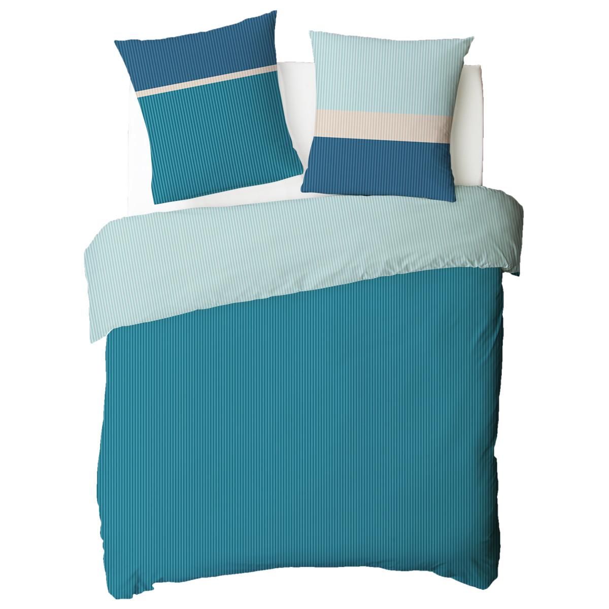 FUTURE HOME Parure de lit 2 personnes rayé en coton 57 fils