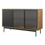 Voir la diapositive 3 : BEST MOBILIER Lamia - buffet bas - effet bois et noir - 3 portes - 148 cm