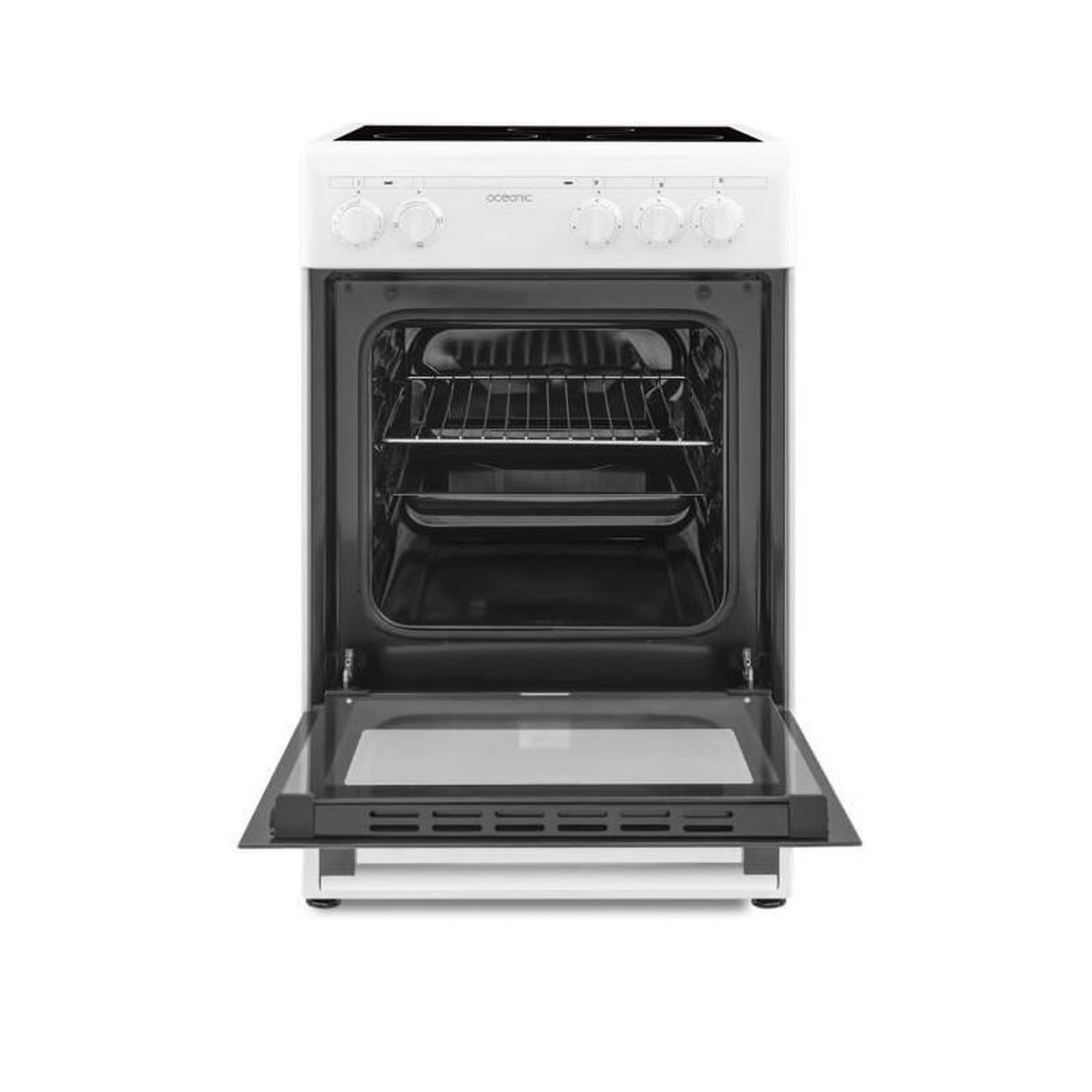 Voir la diapositive 4 : OCEANIC Cuisinière vitrocéramique électrique 4 foyers four 48L 50cm blanc OCEANIC - CV5050W8