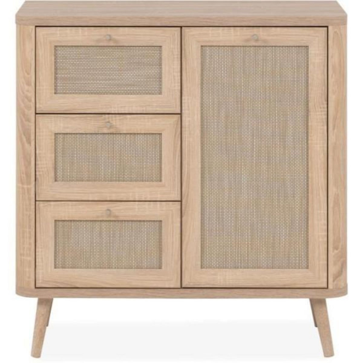 MARKET24 Commode - 3 tiroirs - 1 porte - Décor Cannage - L80,9 x H84 x P40 cm