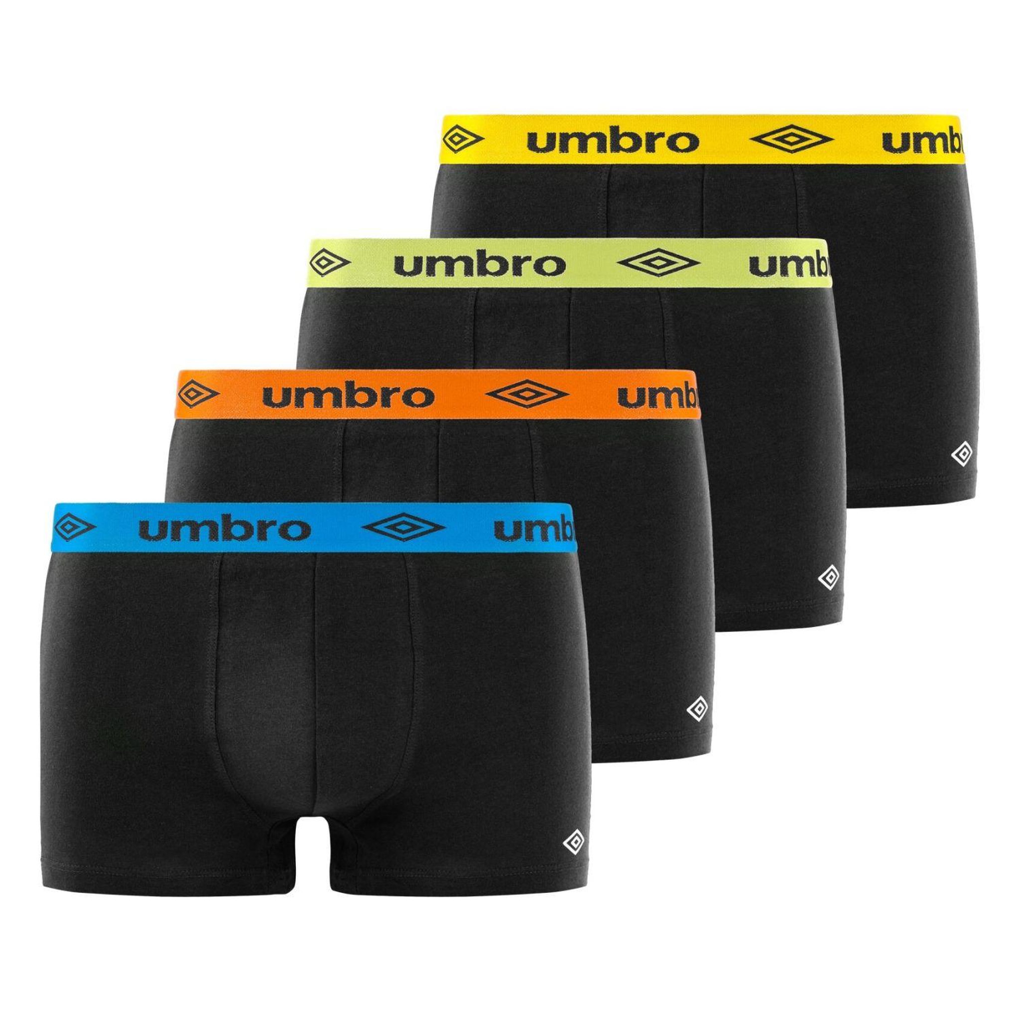 UMBRO Lot de 4 Boxers coton homme. Coloris disponibles : Noir