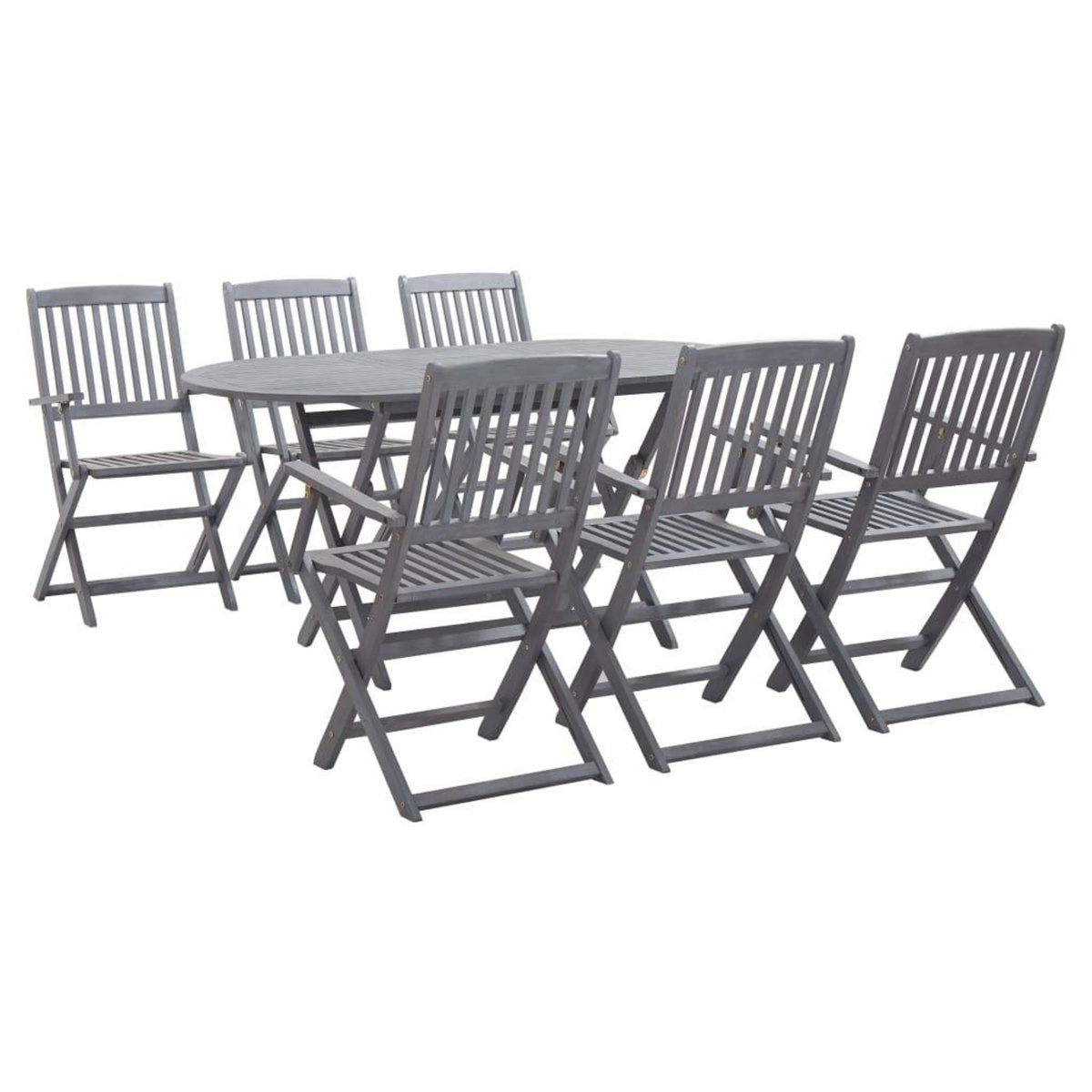 VIDAXL Ensemble a manger de jardin 7 pcs Bois d'acacia massif Gris