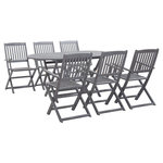 VIDAXL Ensemble a manger de jardin 7 pcs Bois d'acacia massif Gris