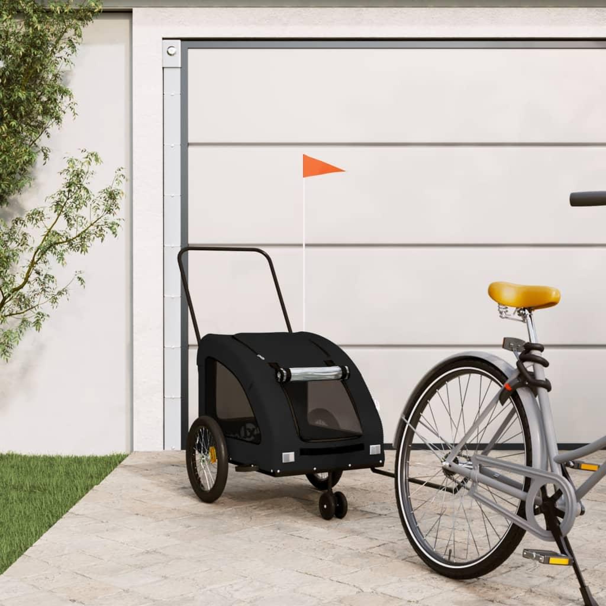 VIDAXL Remorque de velo pour animaux de compagnie noir