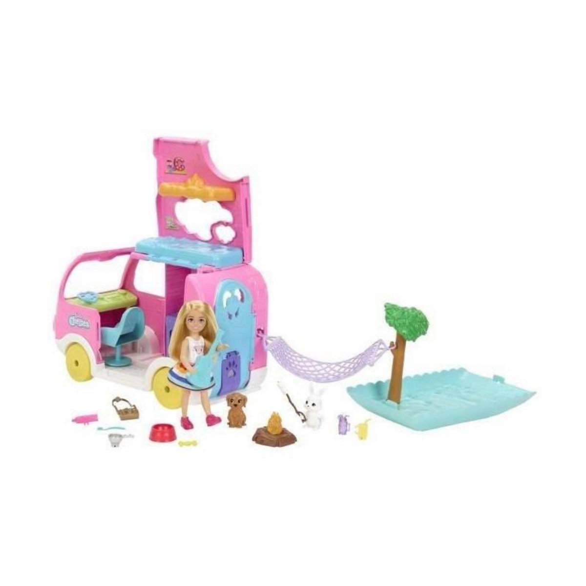 BARBIE Barbie - Coffret Barbie Camping-Car de Chelsea - Poupée Mannequin - 3 ans et +