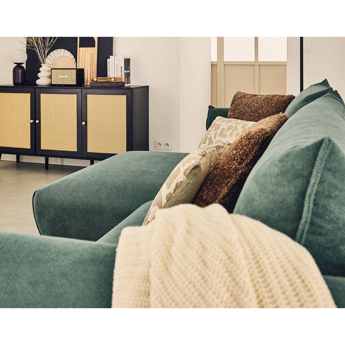 LISA DESIGN Gianni - canapé d'angle gauche 4 places convertible avec coffre en tissu