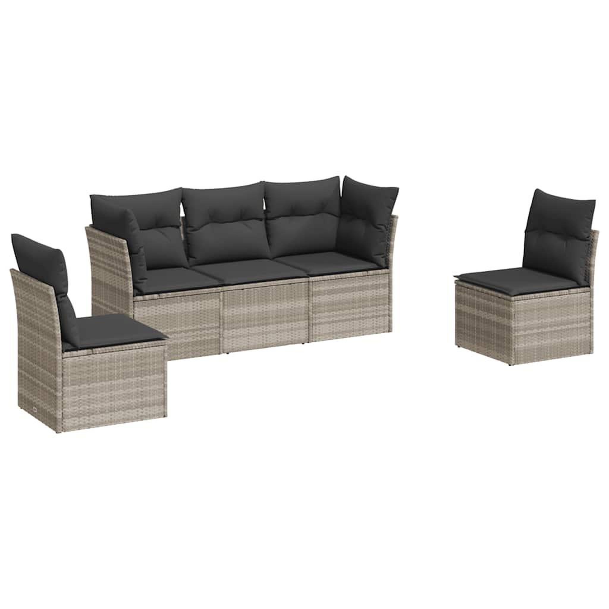 Voir la diapositive 2 : VIDAXL Salon de jardin 5 pcs avec coussins gris clair resine tressee
