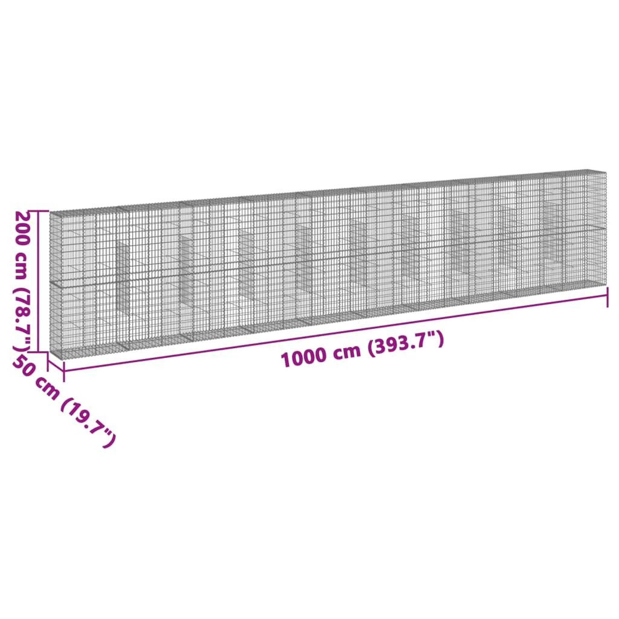 Voir la diapositive 6 : VIDAXL Panier gabion avec couvercle 1000x50x200 cm fer galvanise