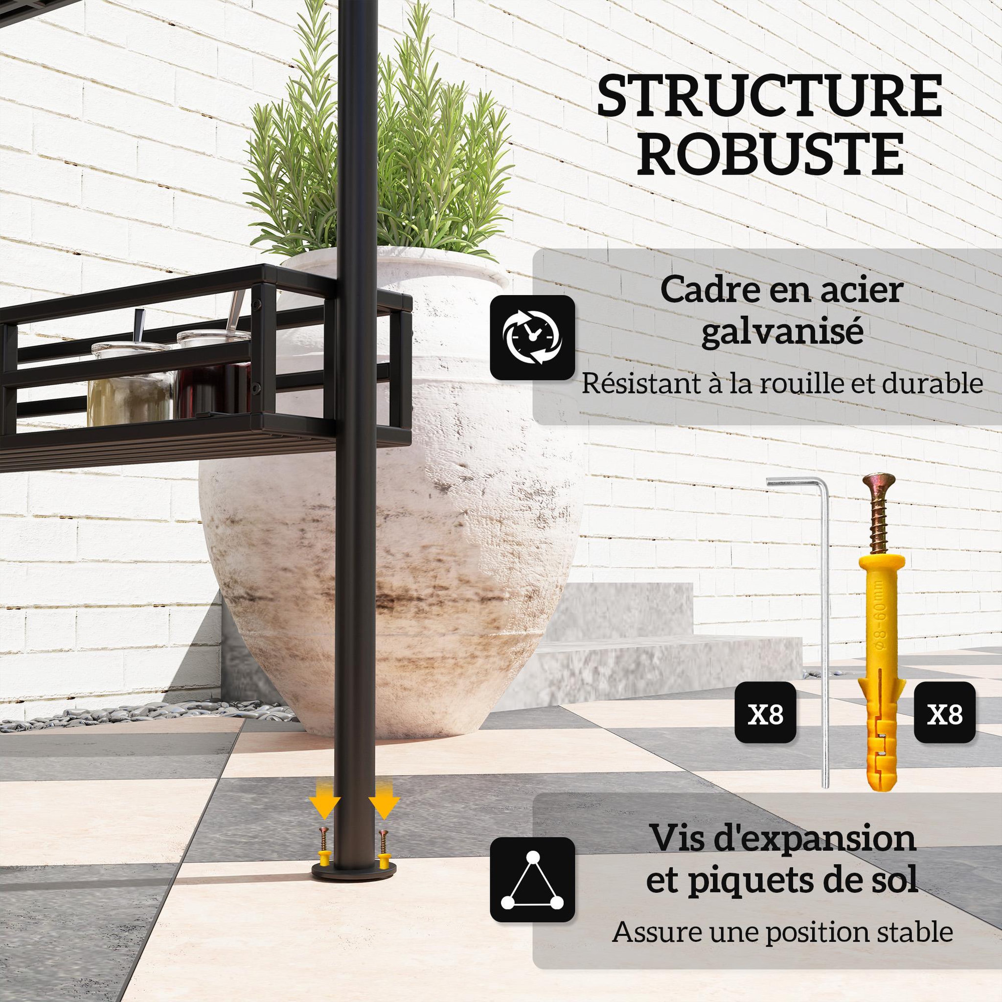 Voir la diapositive 6 : OUTSUNNY Abri pour barbecue - pavillon pour barbecue - barnum - 4 étagères - métal noir tissu beige