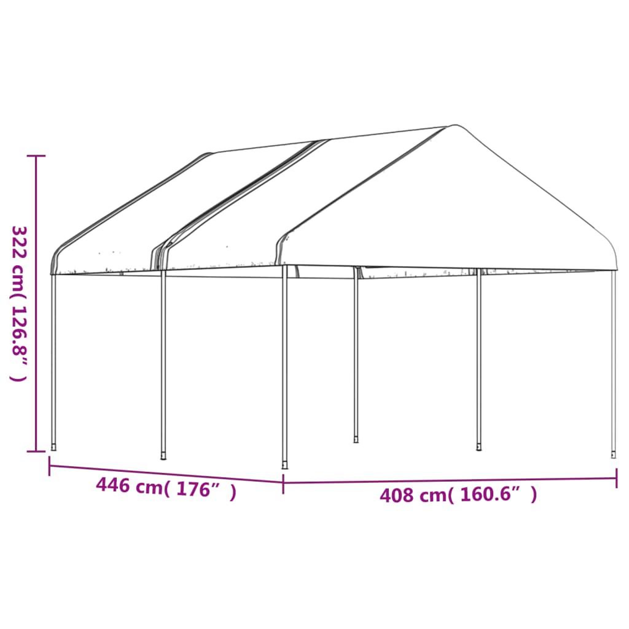 Voir la diapositive 5 : VIDAXL Belvedere avec toit blanc 4,46x4,08x3,22 m polyethylene