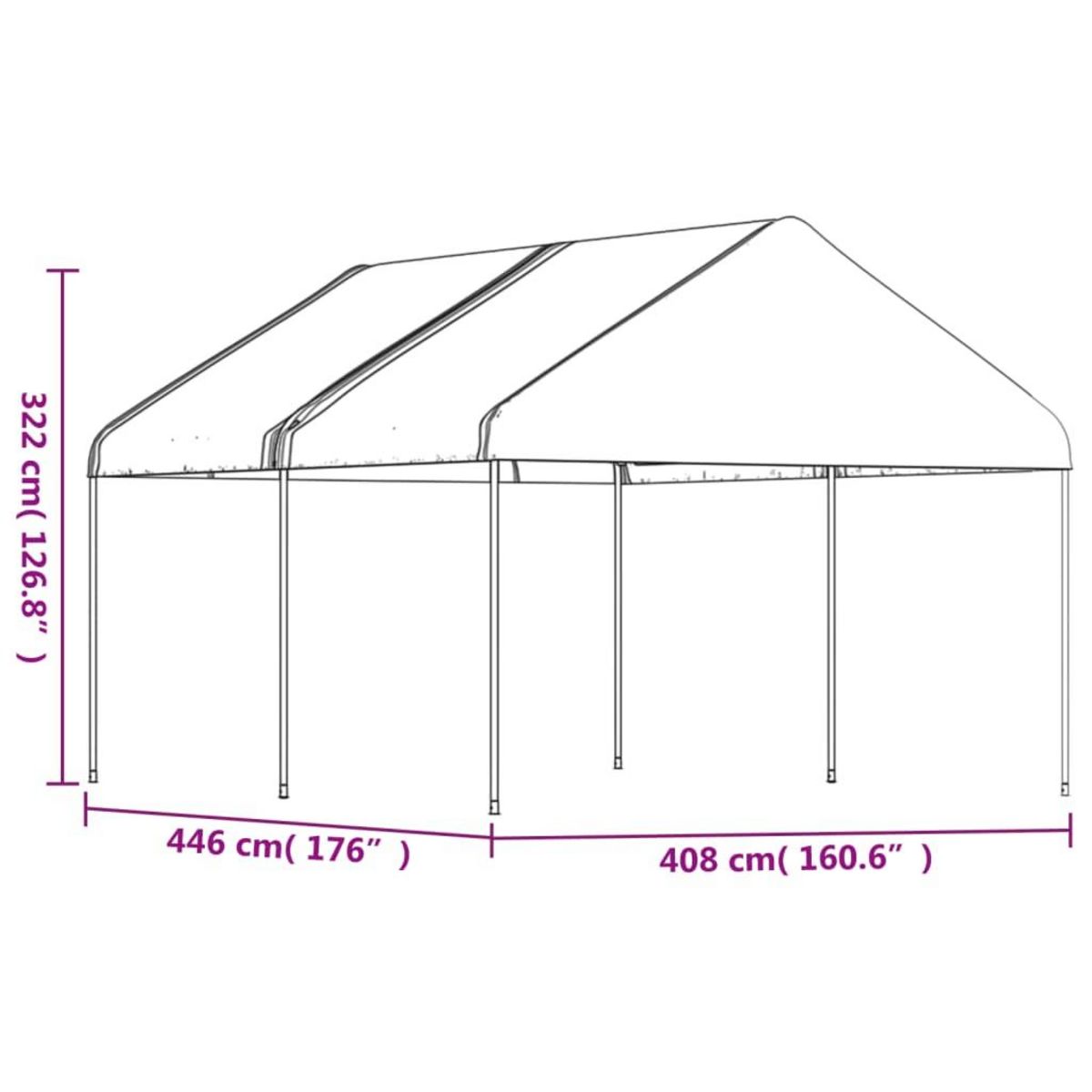 VIDAXL Belvedere avec toit blanc 4,46x4,08x3,22 m polyethylene