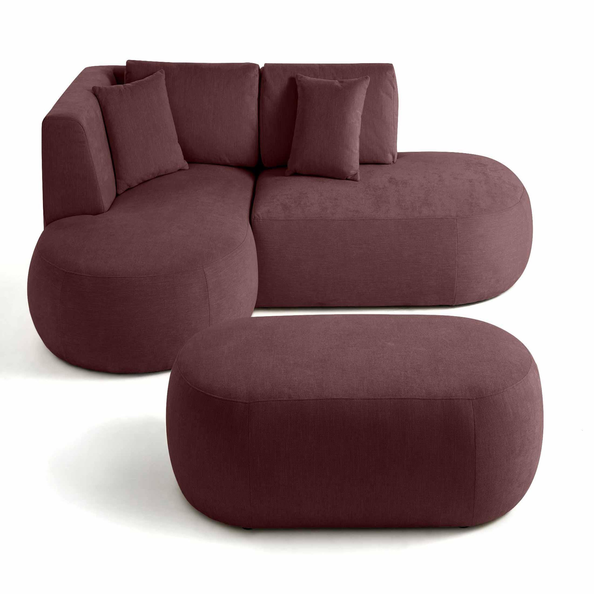 Voir la diapositive 3 : LISA DESIGN Santorini - canapé modulable d'angle gauche + pouf - 4 places - en tissu texturé