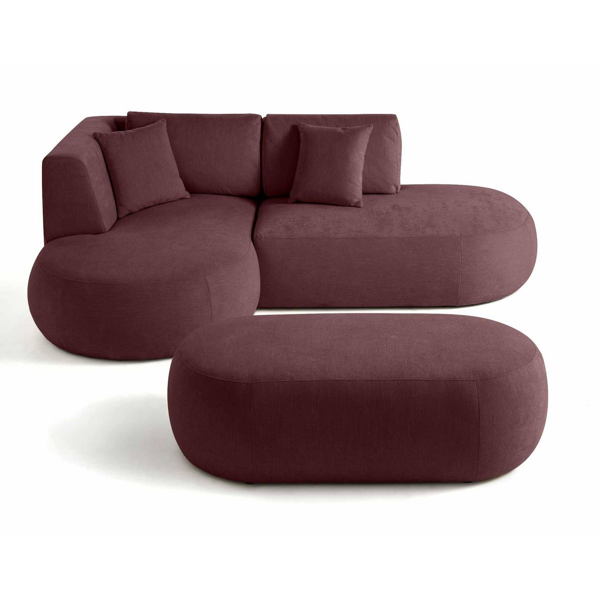 LISA DESIGN Santorini - canapé modulable d'angle gauche + pouf - 4 places - en tissu texturé