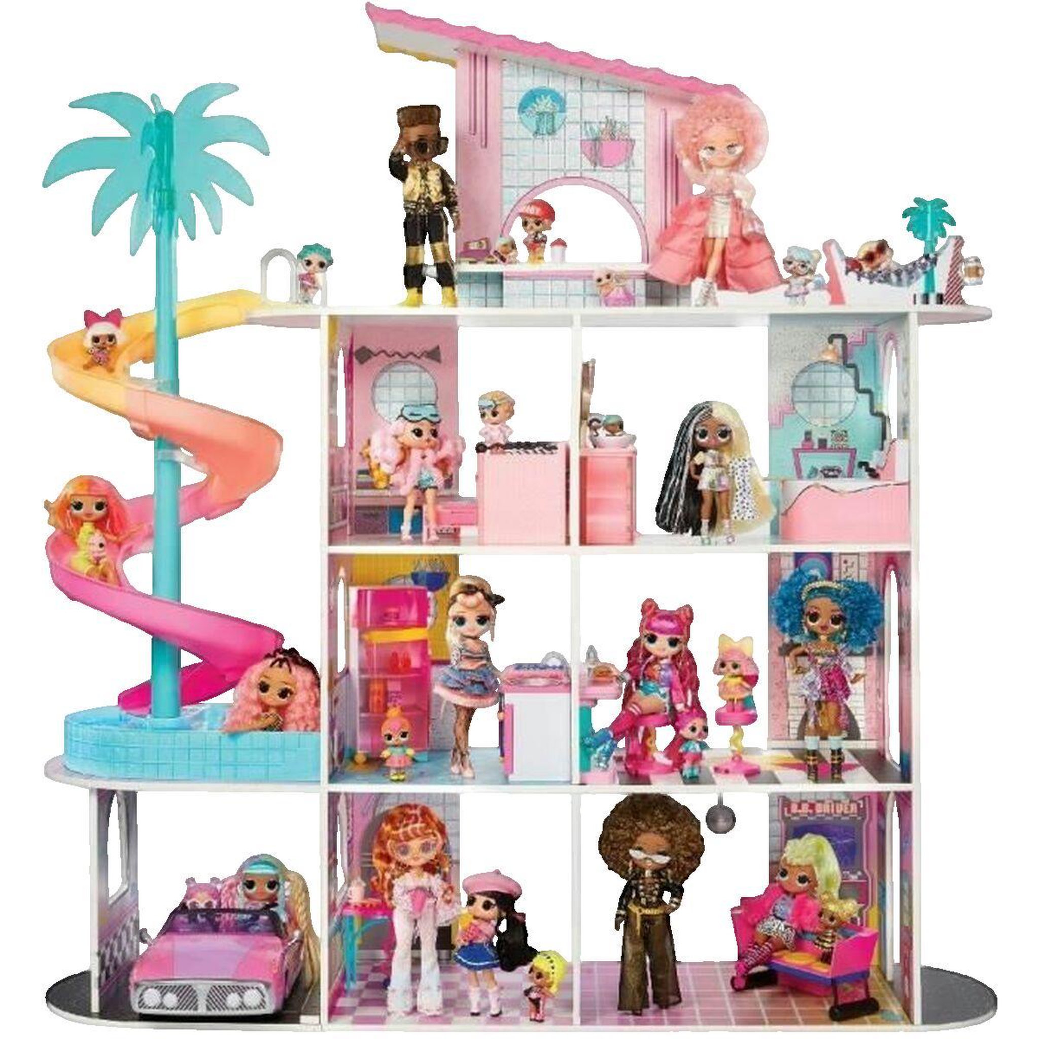 Voir la diapositive 1 : L.O.L. SURPRISE! Maison de poupée L.O.L. Surprise! Maison de poupée colorée avec 4 niveaux et 85+ surprises