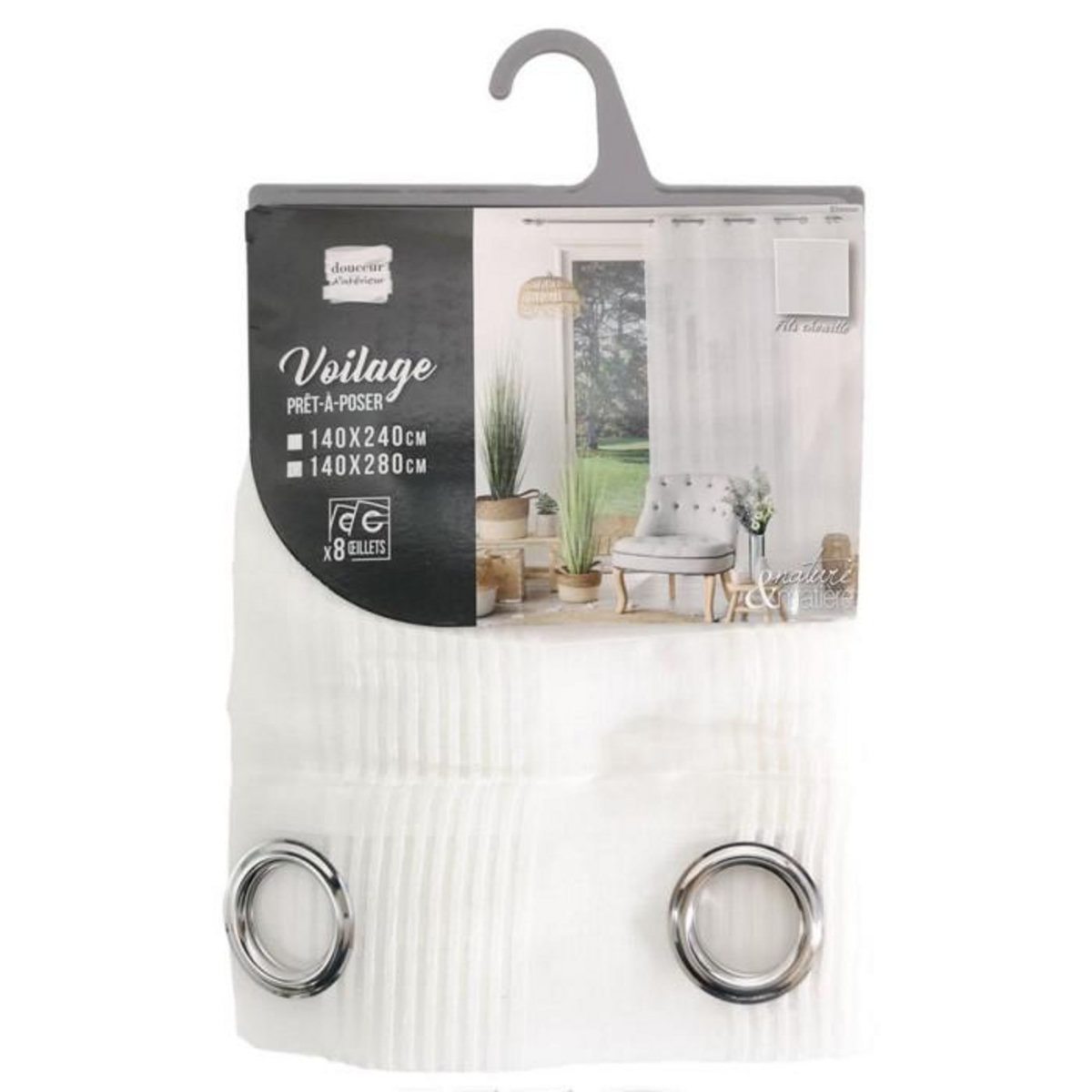 Paris Prix Rideau Voilage à Œillets  Elizeon  140x280cm Blanc