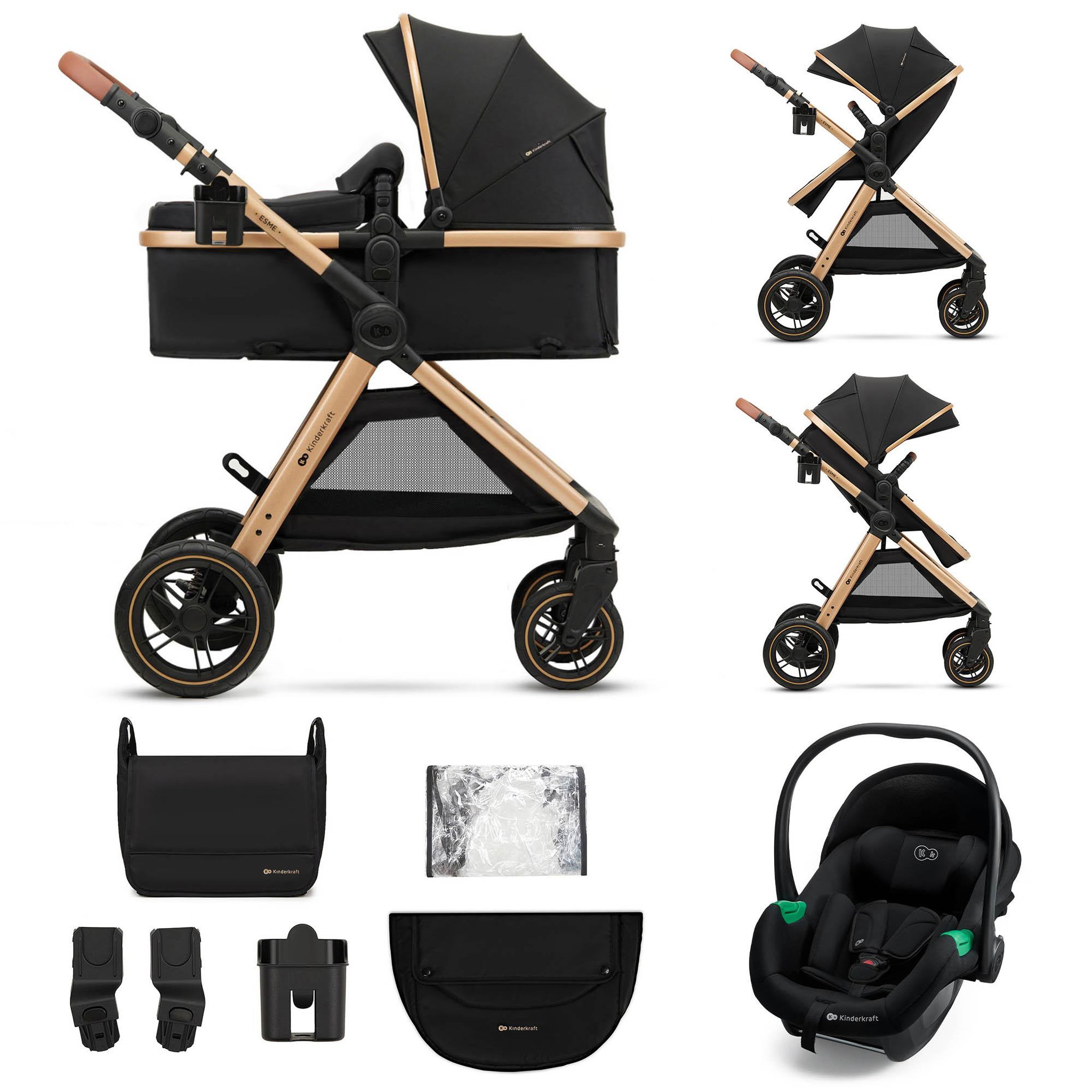 Voir la diapositive 2 : KINDERKRAFT Poussette multifonctionnelle 3 en 1 ESME PRO