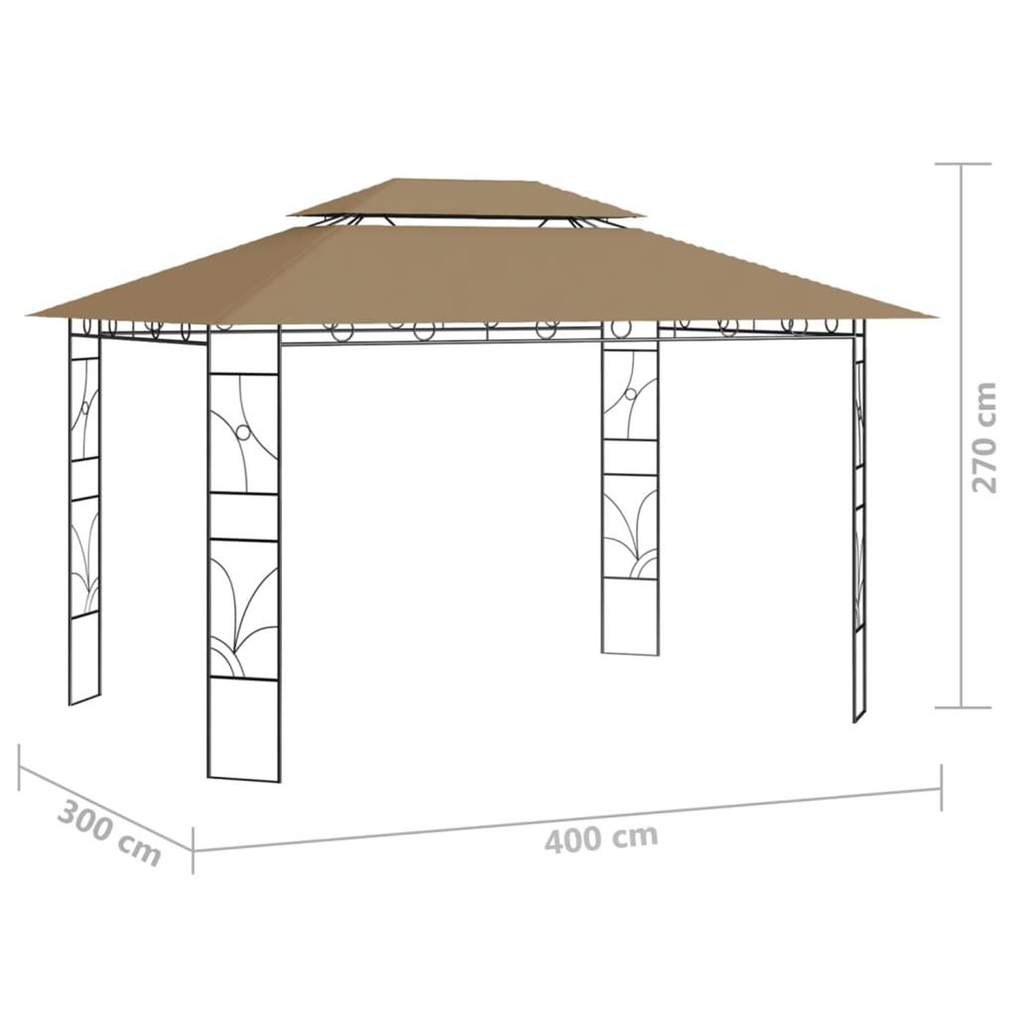 Voir la diapositive 6 : VIDAXL Belvedere 4x3x2,7 m taupe 160 g/m^2