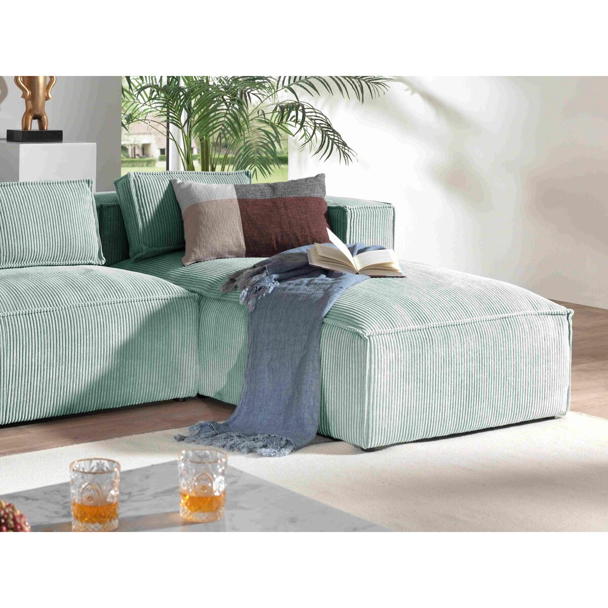 LISA DESIGN Stella - canapé d'angle - en velours côtelé - 4 places -style contemporain - droit