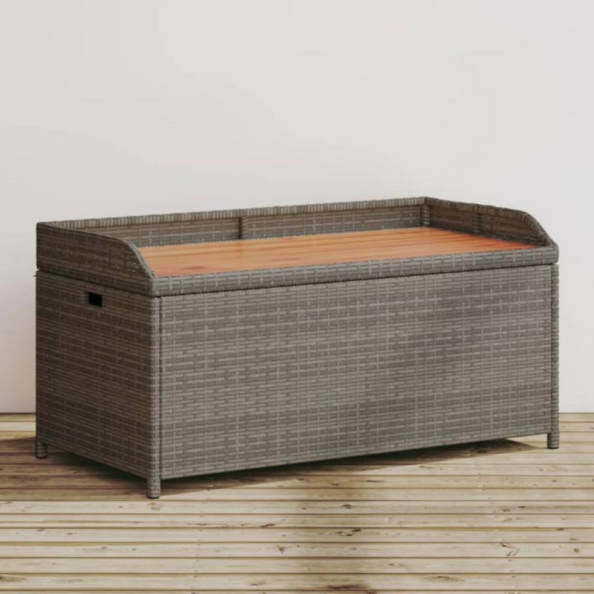 VIDAXL Banc de rangement gris résine tressée et bois d acacia