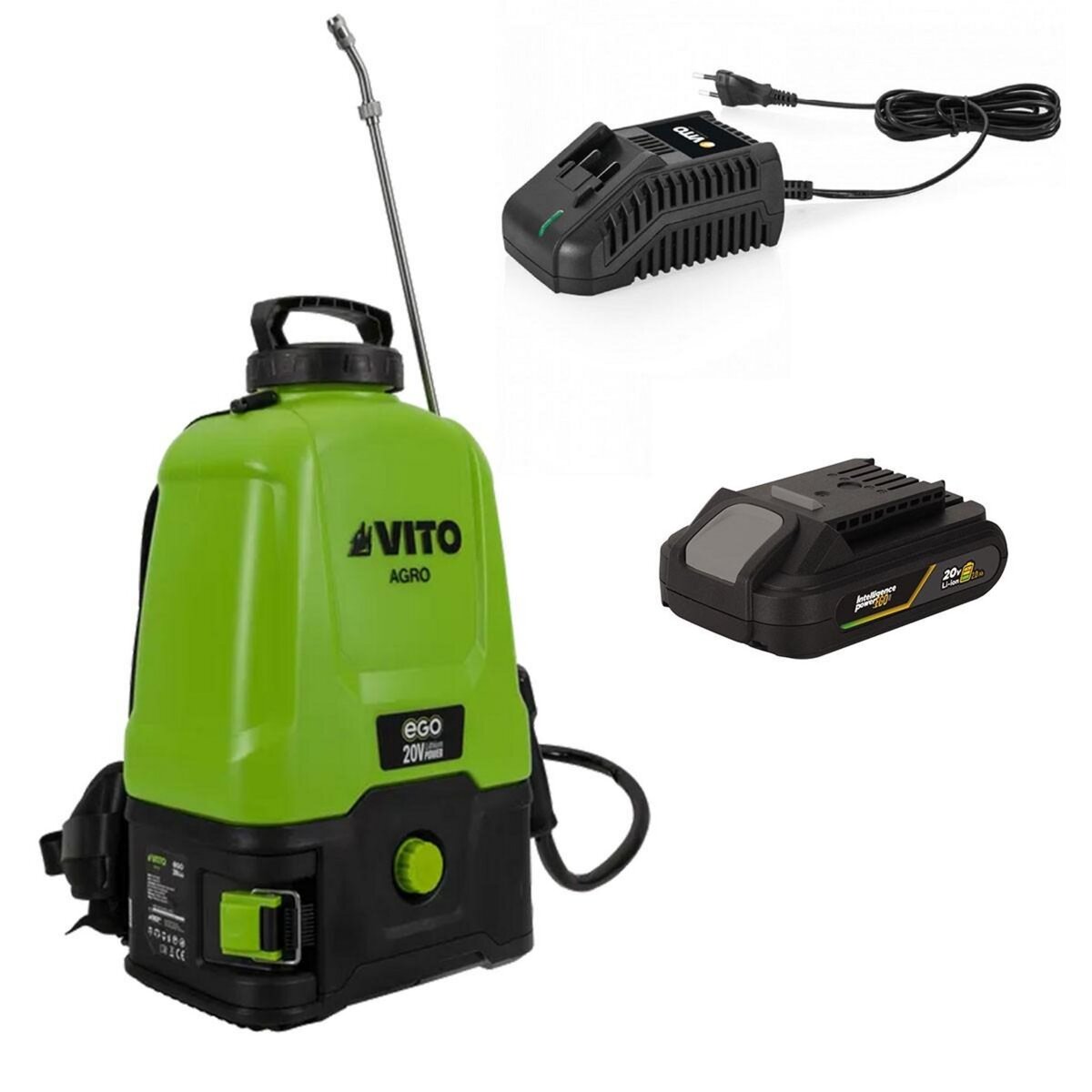 VITO Pulvérisateur à Batterie 20V - 16L 5bar + Batterie Lithium 2Ah + Chargeur Végetaux jardin toitures VITO