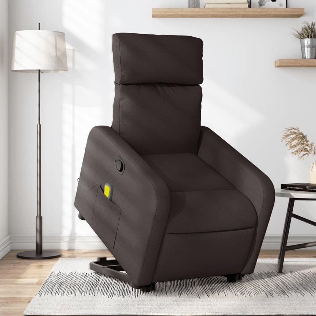 VIDAXL Fauteuil inclinable de massage Marron fonce Tissu