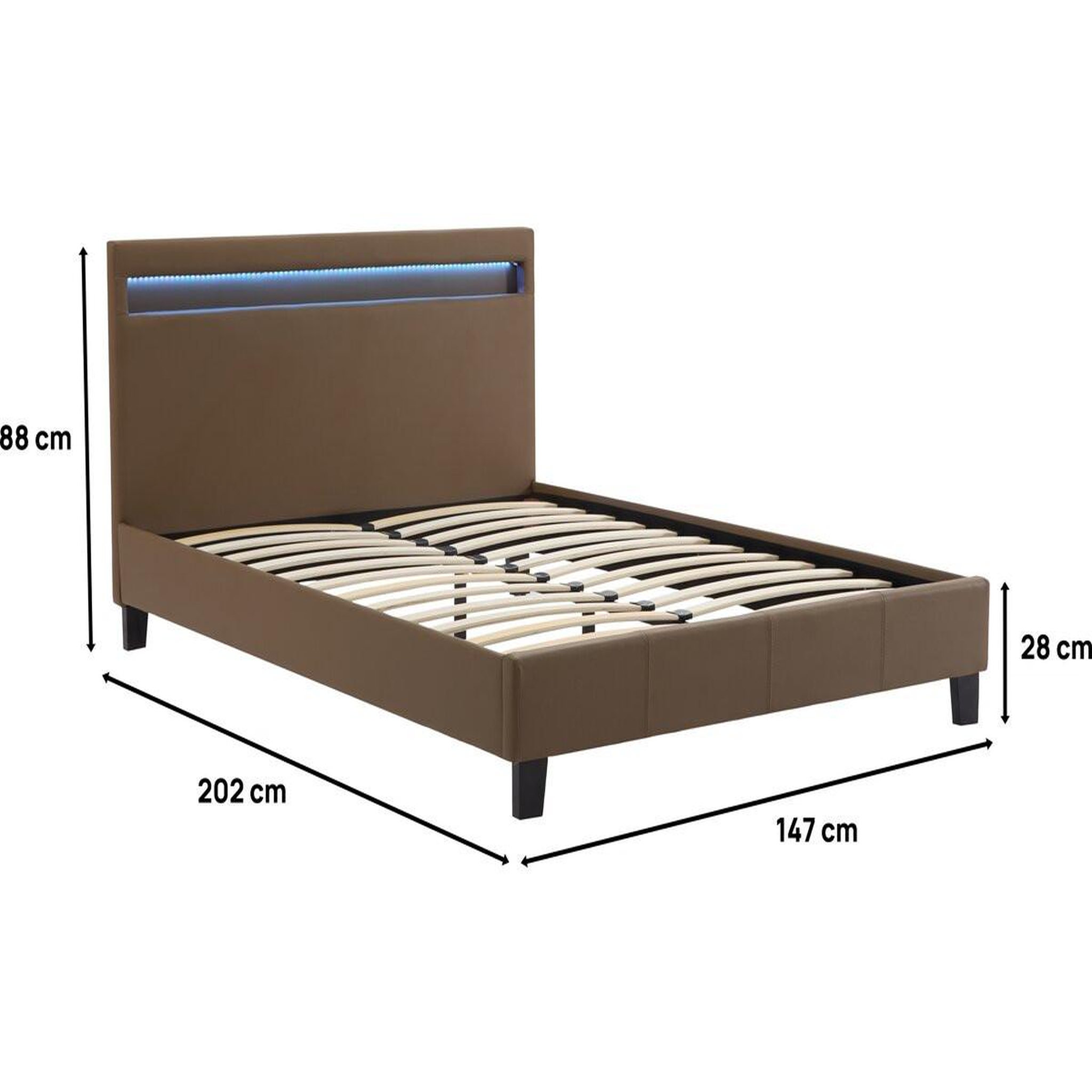 Voir la diapositive 3 : Habitat et Jardin Lit led  maria  - 140 x 190 cm - taupe