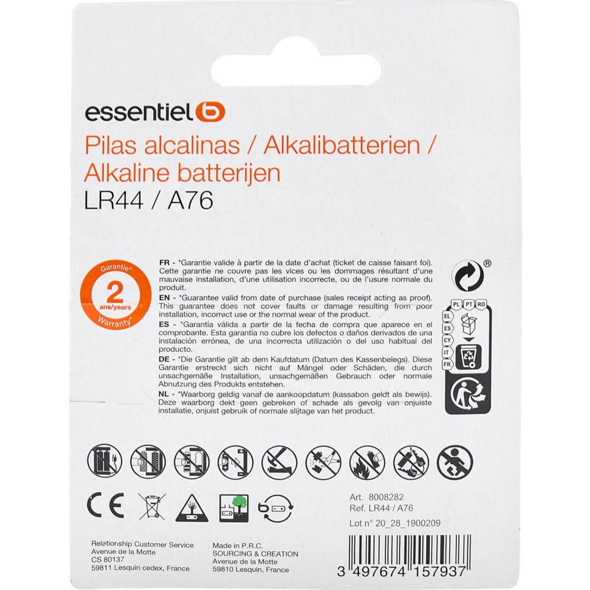 ESSENTIEL B Pile LR44 / A76