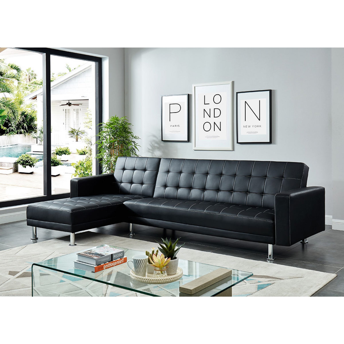 Canapé d'angle convertible réversible 4 places simili LUXOR XXL