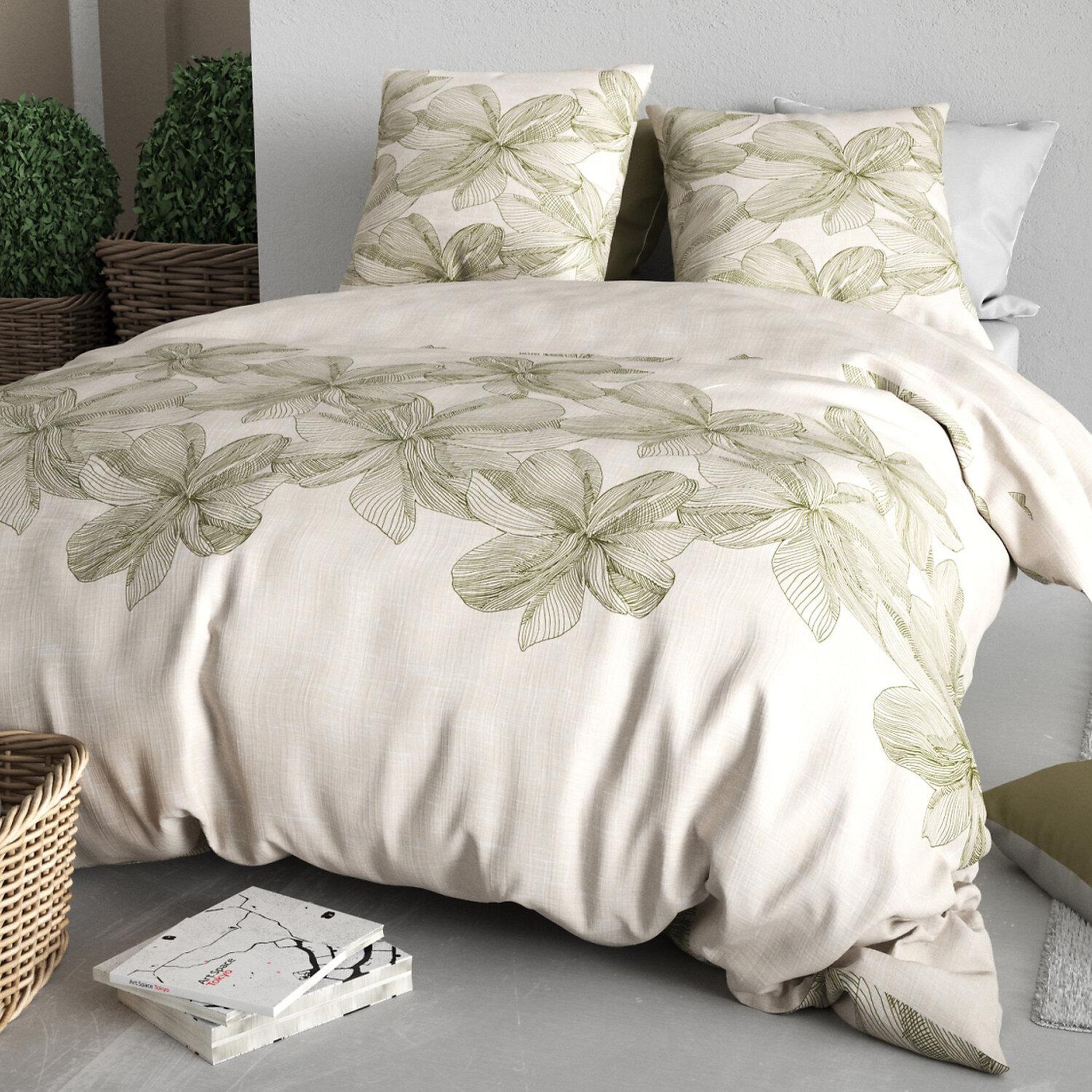 Voir la diapositive 2 : ATELIER DU COTON Parure housse de couette imprimée 100% coton 57fils mila