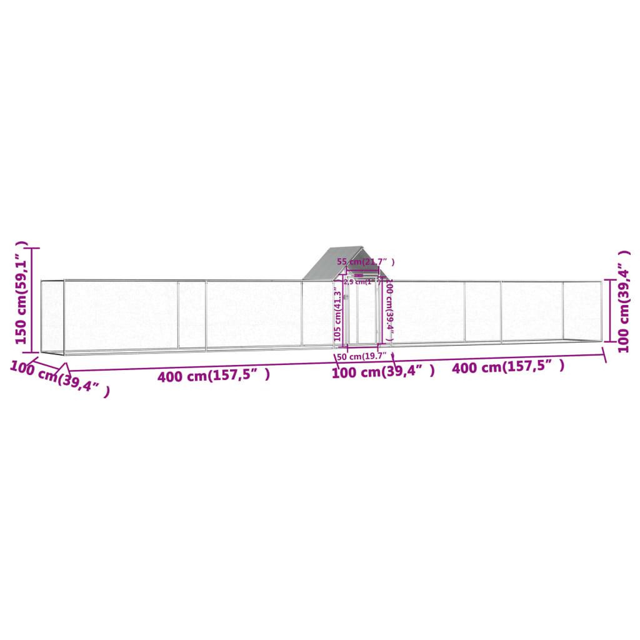Voir la diapositive 6 : VIDAXL Poulailler 9 x 1 x 1,5 m Acier galvanise