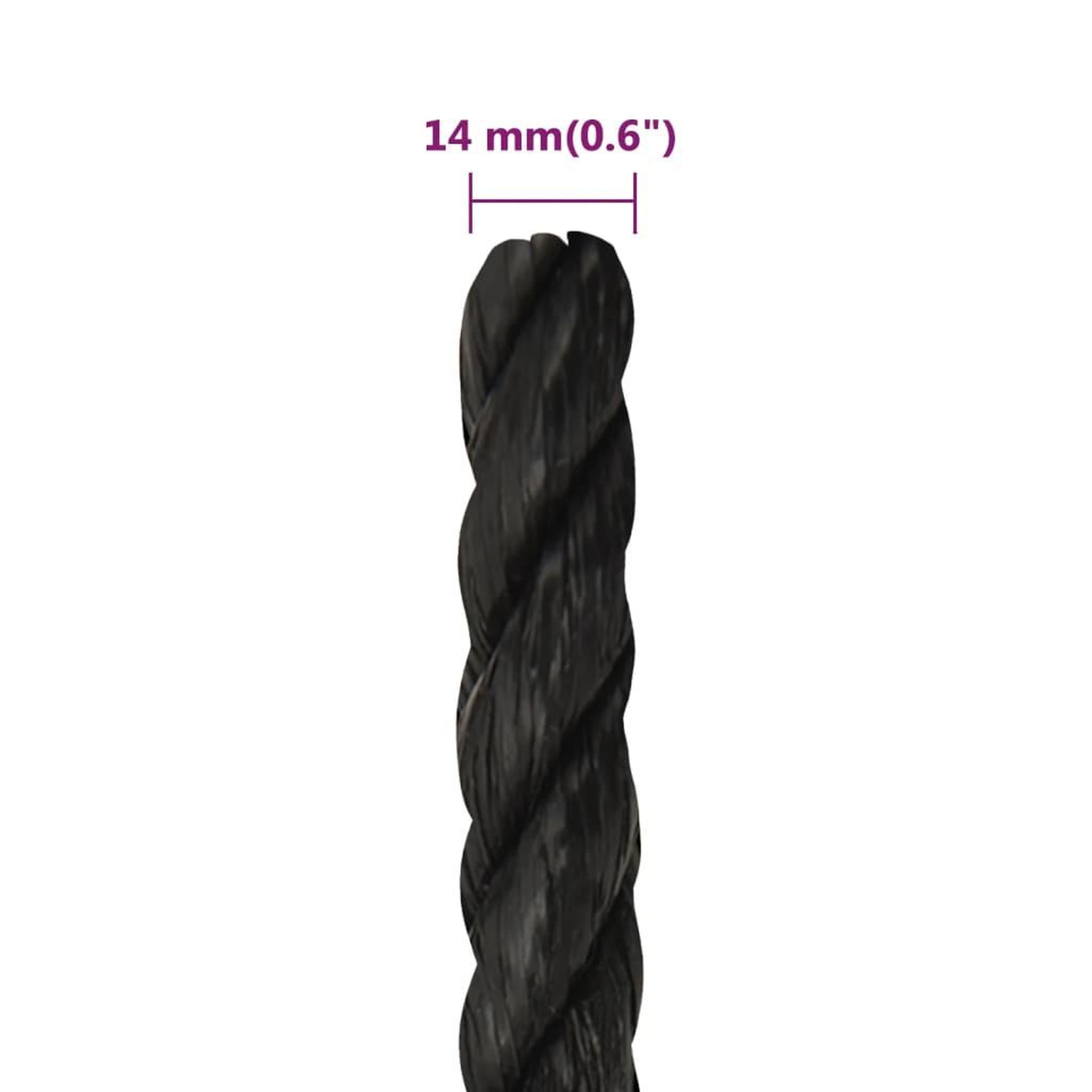 Voir la diapositive 6 : VIDAXL Corde de travail Noir 14 mm 25 m polypropylene