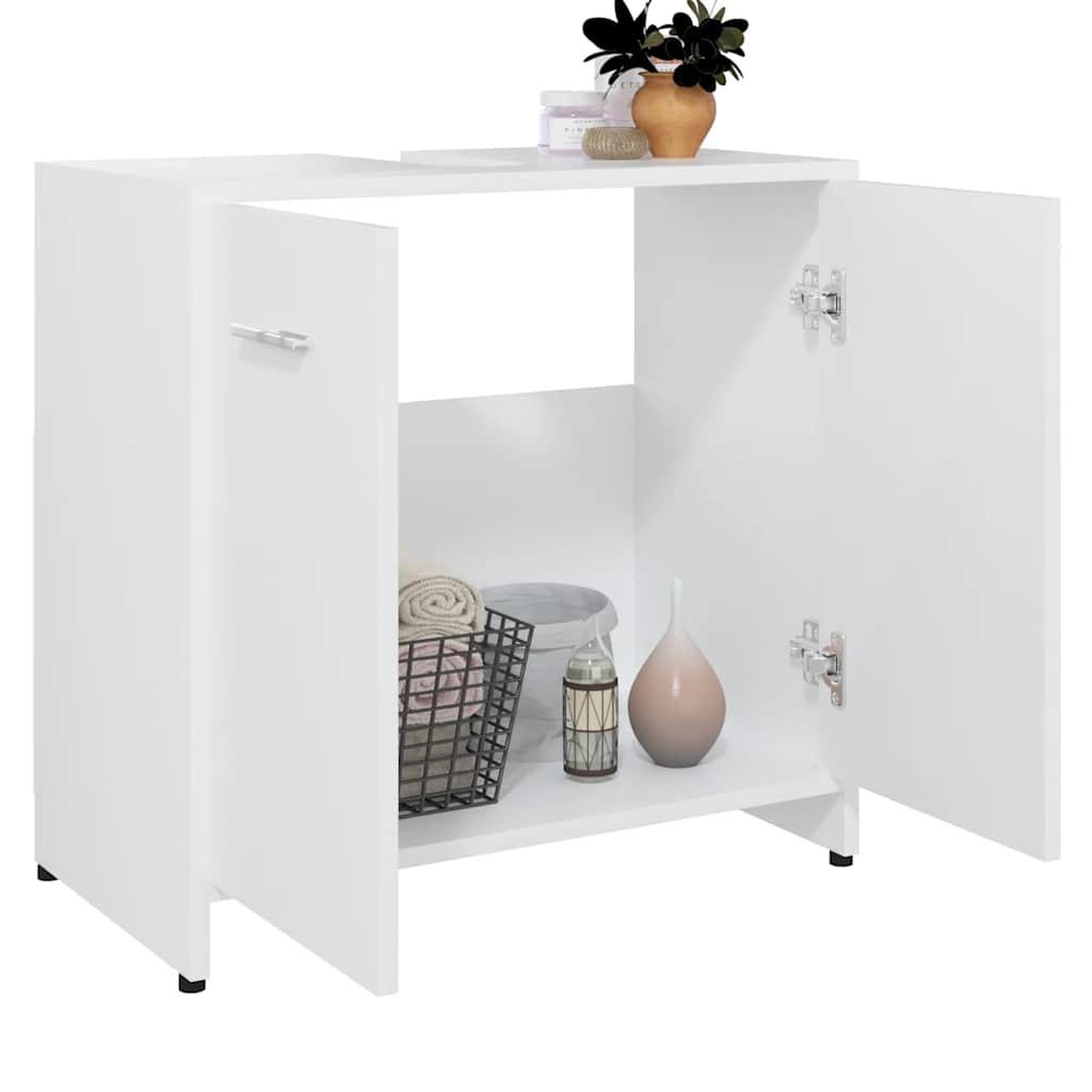 Voir la diapositive 4 : VIDAXL Armoire de salle de bain Blanc 60x33x61 cm Bois d'ingenierie