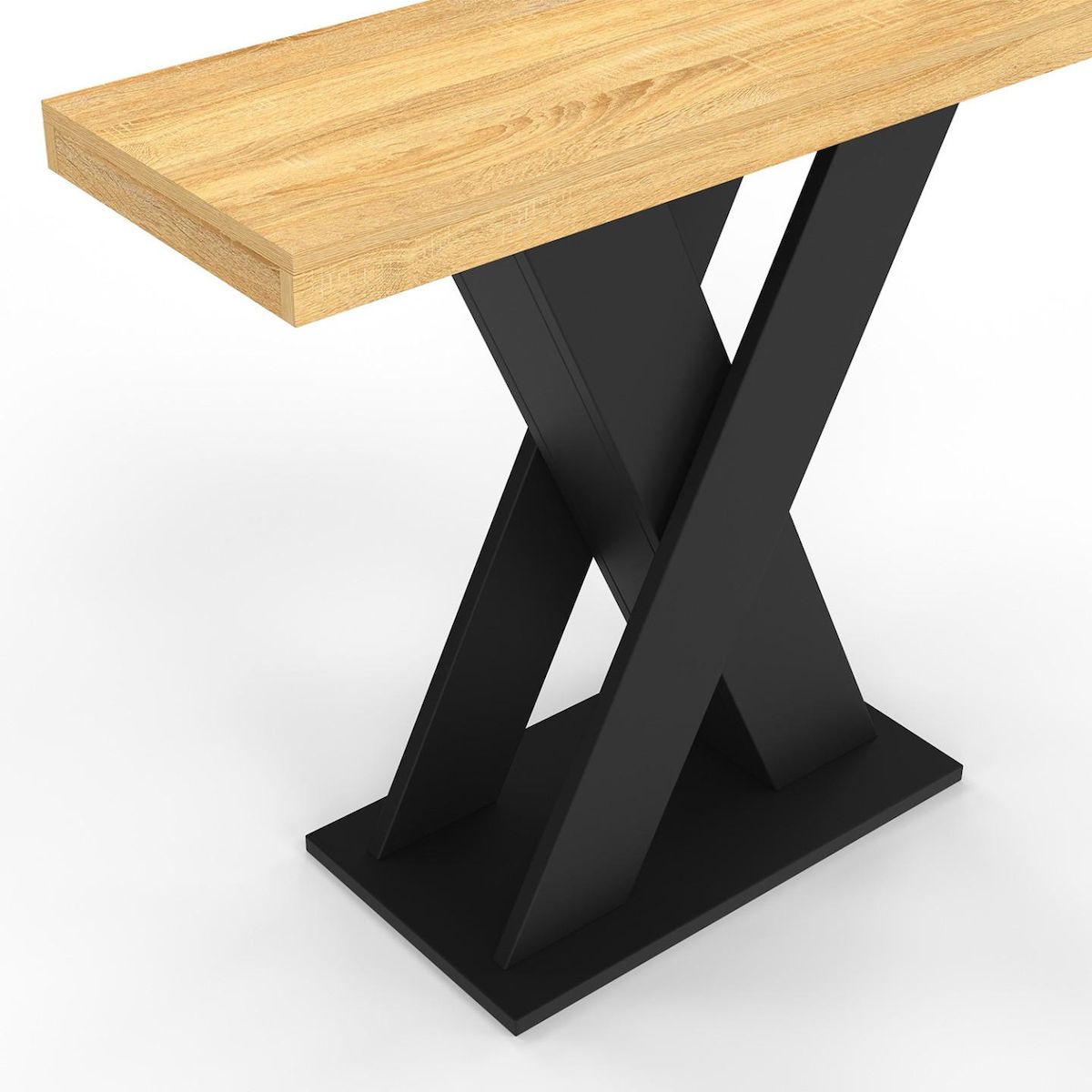 ID MARKET Console ALICIA plateau bois et pied X noir