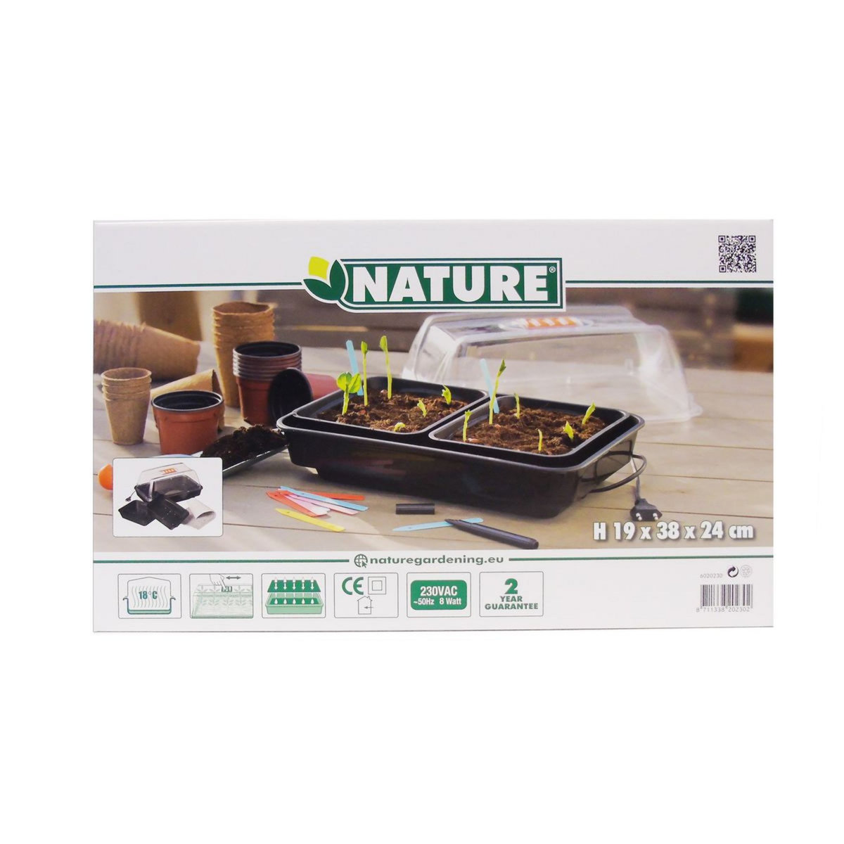 Nature Mini-serre de culture chauffante - 8W - 19x38x24cm