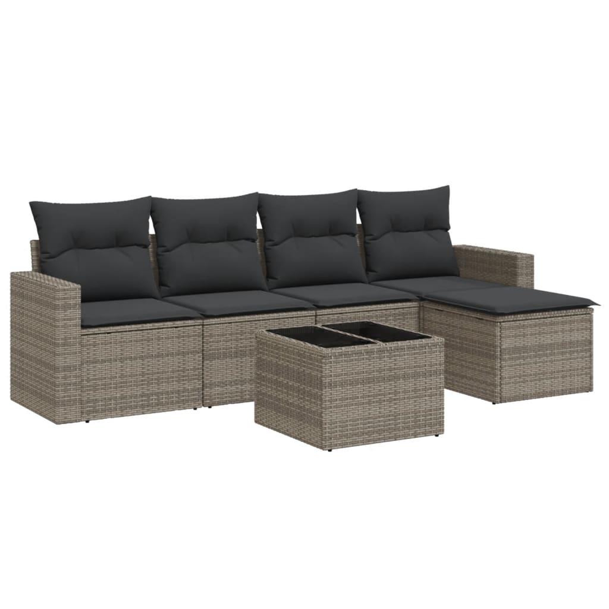 Voir la diapositive 2 : VIDAXL Salon de jardin 6 pcs avec coussins gris resine tressee