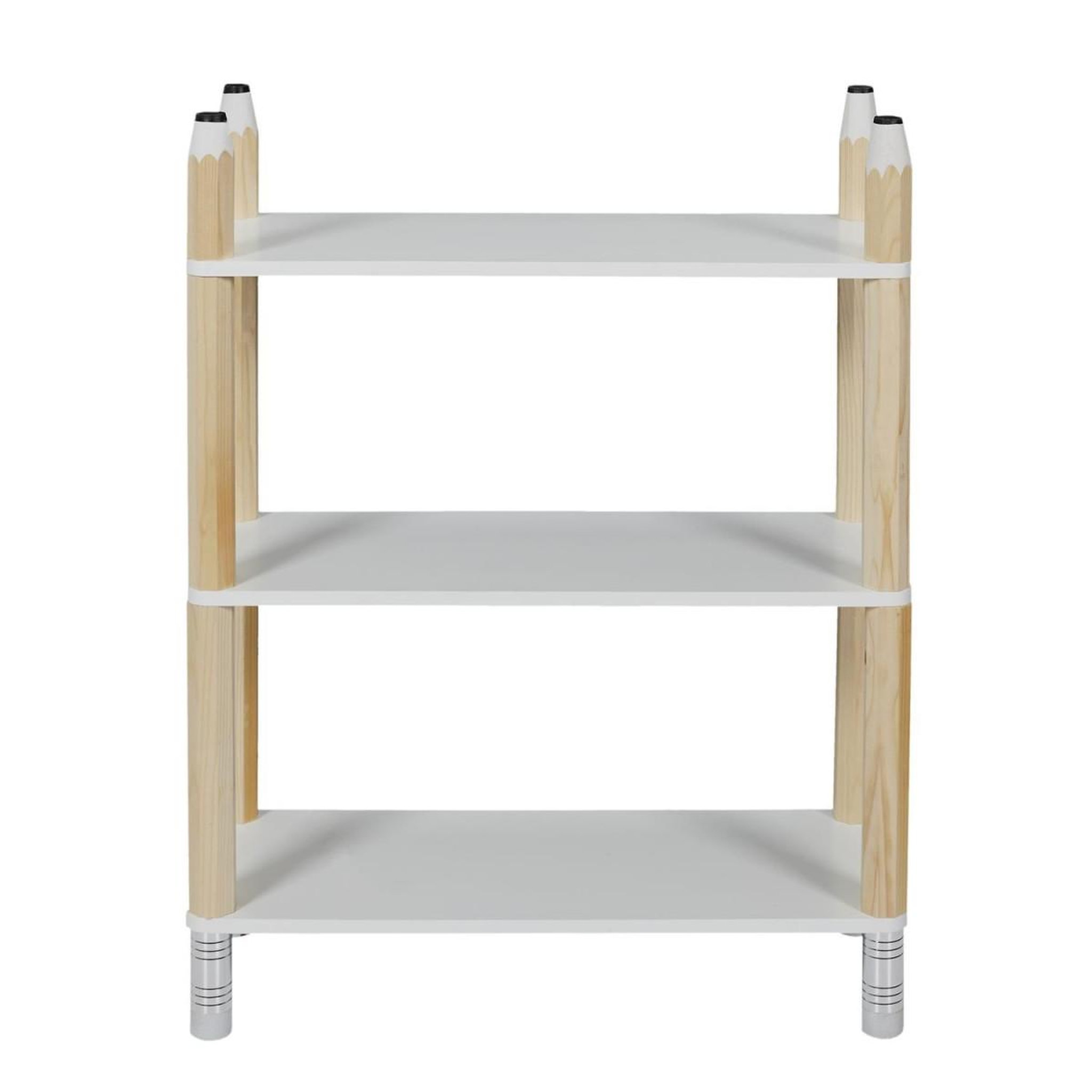 Voir la diapositive 2 : HOME DECO KIDS Étagère 3 niveaux enfant  crayon  77cm blanc & beige
