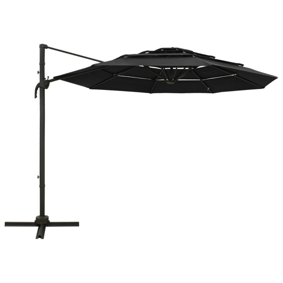 VIDAXL Parasol de jardin a 4 niveaux avec mat en aluminium noir 3x3 m